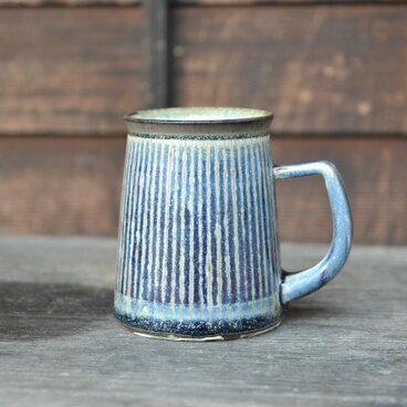 ストライプマグ　ブルー　切立