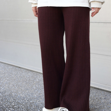 レディースリブニットワイドパンツ