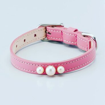 本革仕様 湖水真珠首輪