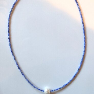 再販×４！一粒バロックパールとソーダライトのネックレス