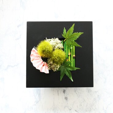 ◆New！観葉グリーン・インテリアアート◆和モダン苔もみじ扇・壁掛けにも