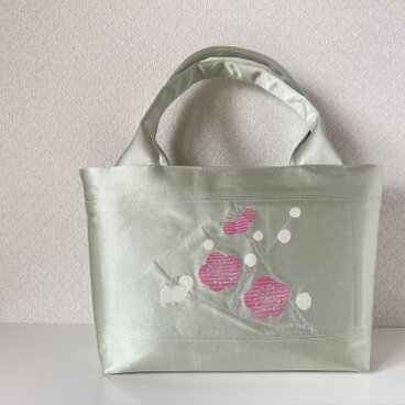 帯バッグ〜ピンクと白の梅の花〜