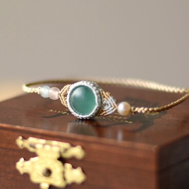 【シルク】アクアプレーズ/マクラメブレスレット