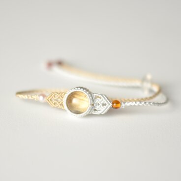 【シルク】ルチルクォーツ/マクラメブレスレット