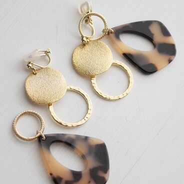 sold out / *2way*べっ甲ドロップと星屑のピアス｜イヤリング/14kgfピアス選択可