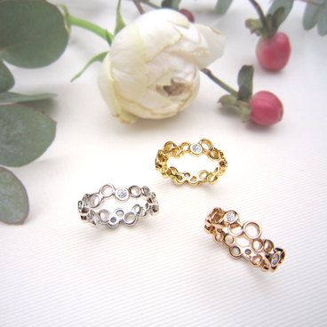 K18YG〈しゃぼん玉〉ダイヤ ピンキーリング　