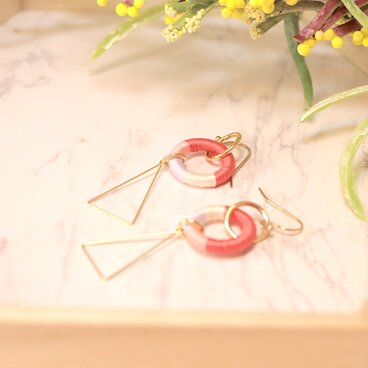 きぬいとリングピアス　椿藤 【和装・卒業式・成人式】