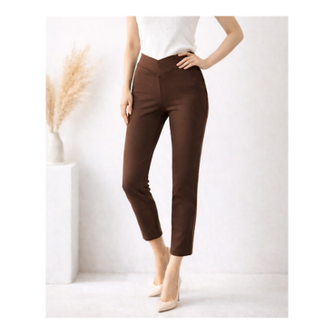 苦しくないのにきれい。スキニーストレートパンツ 美脚ストレッチ チョコレートブラウン 7～13号 通年OK