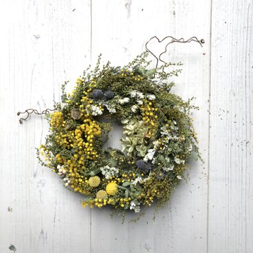 春・優しいミモザのドライフラワーリース2
