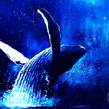 ☆星合~くじらのジャンプ～☆ A4アートプリント 高光沢紙