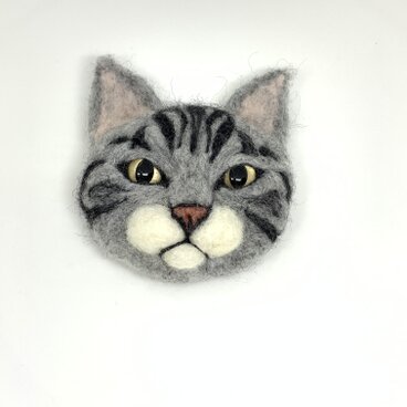 ねこあたまブローチ アメショー柄