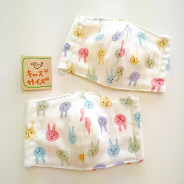 ≪2枚セット≫こども用立体6重ガーゼマスク(ゆるウサギ)