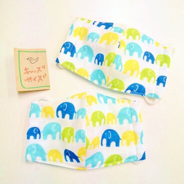 ≪2枚セット≫こども用立体6重ガーゼマスク(ぞうのさんぽ)