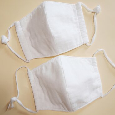 再販いたしました！綿100%　国産ガーゼ　立体マスク　ホワイト　2枚セット