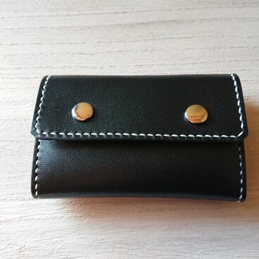【販売休止中】＊受注生産＊　小銭入れ＋α　栃木レザー／ピアノレザー（黒）＆ピッグスエード（黒）