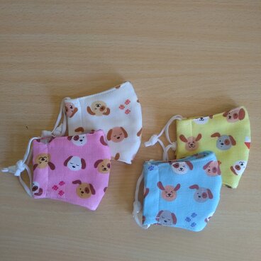 立体マスク1枚 8重ガーゼ わんこ 幼児サイズ