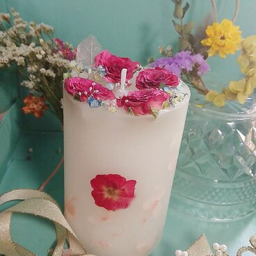 ピンクローズの豪奢キャンドル＆ミニリース