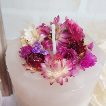 赤バラと貝細工の華々しキャンドル