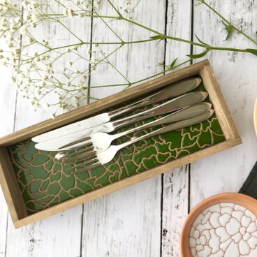 【受注生産品】スペインタイルのカトラリーケース（グリーン）