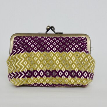 手織がま口ポーチ（中はフクロウ柄）