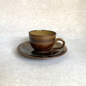 高取焼　コーヒーセット　飴×黄