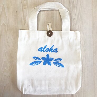 ミニトートバッグ(AlohaプルメリアBLUE)