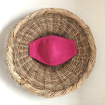 Mサイズノーズワイヤー付き立体マスク・表リネン、裏ダブルガーゼ