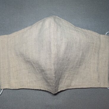 <再販>洗って繰り返し使える立体マスク　ワイヤー入り　ポケット付き　ベージュ　無地