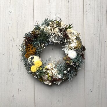 海のプリザーブドフラワーリース・【ドライ・シェルも入っています】