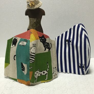 ⭐︎猫 マスク ⭐︎ミントマスク【ネコ・ネコ】立体マスク大人用2枚組