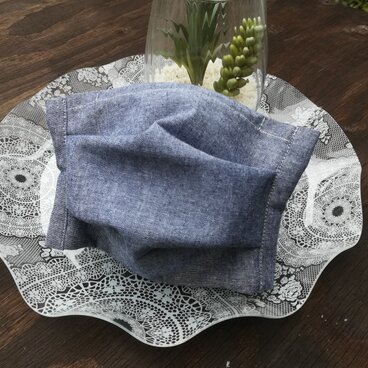 プリーツマスク☆ フィルターポケットあり☆ノーズワイヤー入　薄紺