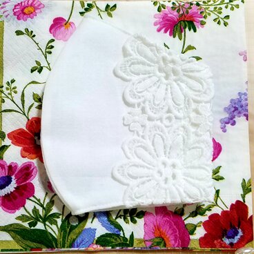 夏マスク　⭐花レース　⭐涼しくお洒落に⭐肌にやさしい　内側ダブルガーゼ⭐　洗えるマスク