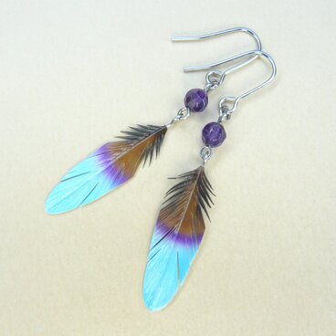 粘土の羽根飾り＿リュウキュウアカショウビン＿ピアス・イヤリング＿R中