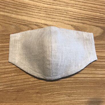 リネン100%Mサイズノーズワイヤー付き立体マスク・裏は抗菌ダブルガーゼ
