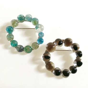 〈おうちで手づくり〉ガラスのリングブローチキット2個セット