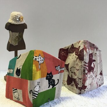 ⭐️猫 マスク ⭐︎ミントマスク 猫・猫ワイン】立体マスク大人用2枚組