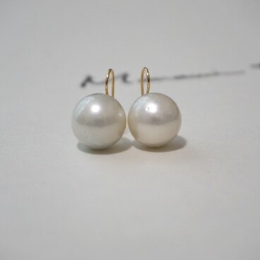 大玉真珠ピアス★ 14kgf 130mm