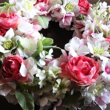 紫陽花とラナンキュラスのリース