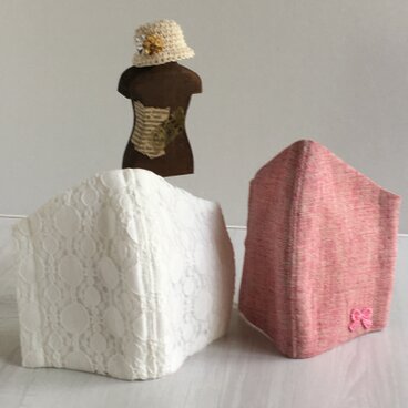 ⭐︎ミントマスク【レース地・ピンク】立体マスク大人用2枚組