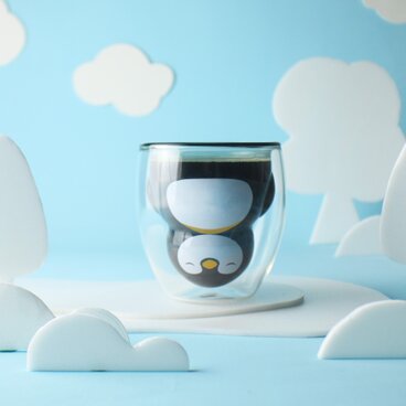 GOODGLAS 親子ペンギン「大人・ブラック」耐熱ホットドリンクOK・結露しにくいグラス