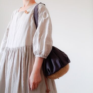 Drawstring bag Linen gray