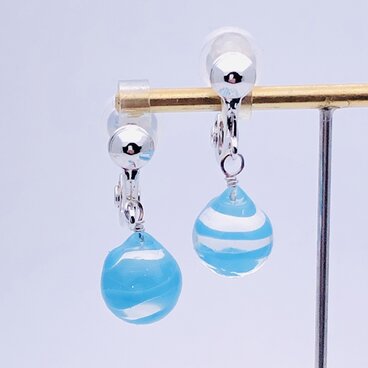 夏まつりBスパイラルイヤリングR（ライトブルー）