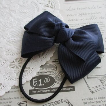 ★ りぼん ヘアゴム 紺 トリプルリボン 大人 リボン ヘアアクセサリー ★