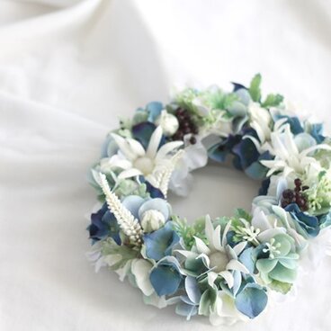 【母の日ギフト2021】ロイヤルブルーの爽やかリース