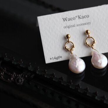 淡水パールのサークルスタッドピアス（イヤリング）