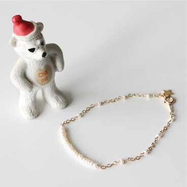 小さな淡水パールのK14GFパターンチェーンブレスレット