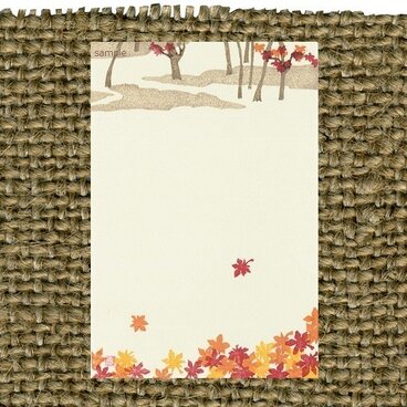 【手摺り木版画はがき】紅葉（耳付き和紙使用）