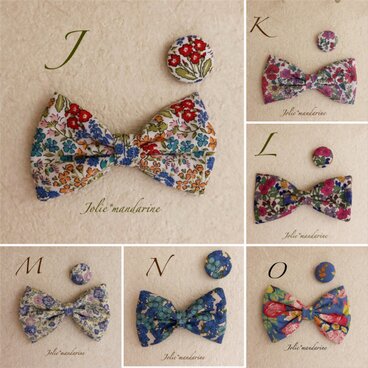 リバティ*リボン型ヘアゴムとくるみボタンのヘアゴム2点セット