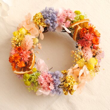 夏に爽やかオレンジ入りリース◎