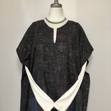 大島紬 ５マルキ ワンピース 着物リメイク L